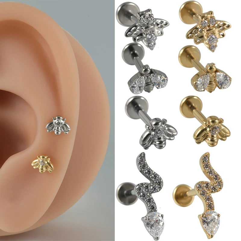 1PC G23 Titanium Labret Piercing Zircon Snake Bee Rook Helix Lip Stud Tragus Cartilage Earring Lobe Piercing Jewelry Wholesale
1PC G23 Titanium Labret Piercing Zircon Snake Bee Rook Helix Lip Stud Tragus Cartilage Earring Lobe Piercing Jewelry Wholesale