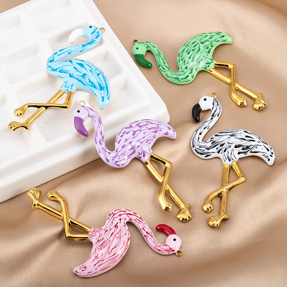 2pcs Stainless Steel Enamel Flamingo Pendants Multiple Colors Charms for DIY Jewelry Making Necklace Earring Accessories Crafts
2pcs Stainless Steel Enamel Flamingo Pendants Multiple Colors Charms for DIY Jewelry Making Necklace Earring Accessories Crafts