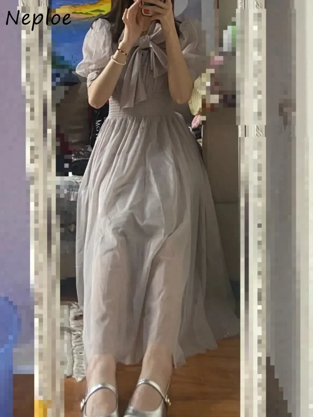 Neploe Literary Puff Sleeve Stand Collar New Dress Sweet Elegant Bow Slim Waist Princess Robe Japan Lace Up Chiffon Vestidos
Neploe Literary Puff Sleeve Stand Collar New Dress Sweet Elegant Bow Slim Waist Princess Robe Japan Lace Up Chiffon Vestidos