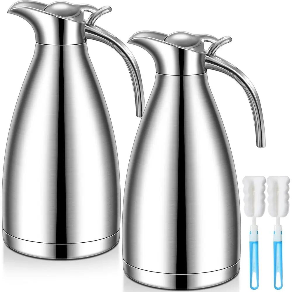 68 oz Insulated Stainless Steel Carafe for Hot Tea, Milk, and Water with Creamer Dispenser and Brushes - Silver
68 oz Insulated Stainless Steel Carafe for Hot Tea, Milk, and Water with Creamer Dispenser and Brushes - Silver