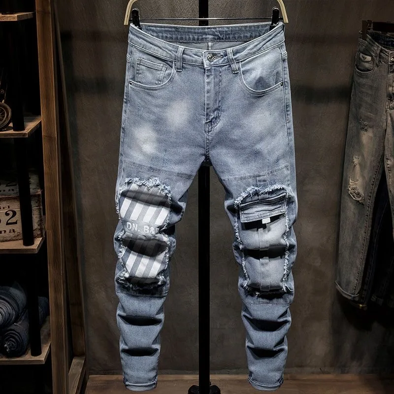 2024 Spring and Autumn New Fashion Trend Elastic Ripped Jeans Men's Casual Slim Comfortable High Quality Small Foot Pants 28-36
2024 Spring and Autumn New Fashion Trend Elastic Ripped Jeans Men's Casual Slim Comfortable High Quality Small Foot Pants 28-36