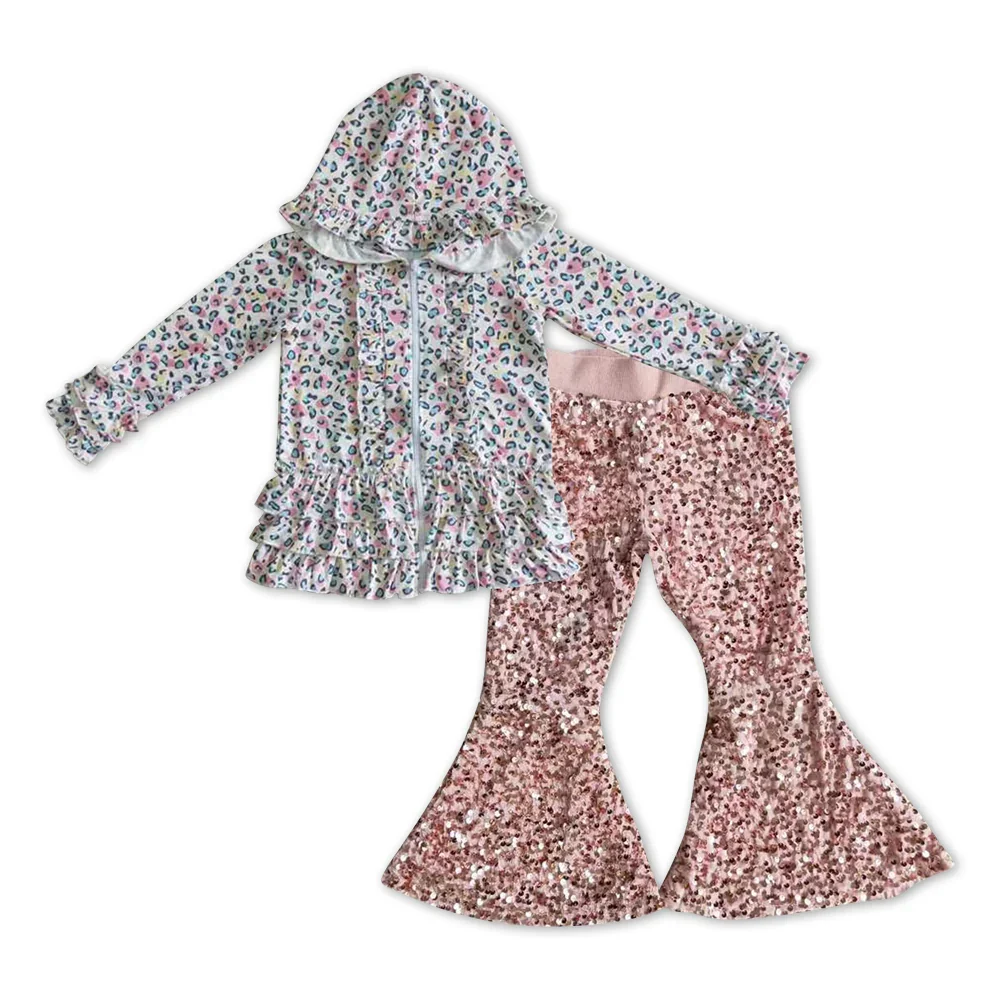 GLP1039 Colorful Leopard Ruffle Hoodie Coat Sequin Pants 2 Pcs Girl's Set Girl Boutique Clothing Set
GLP1039 Colorful Leopard Ruffle Hoodie Coat Sequin Pants 2 Pcs Girl's Set Girl Boutique Clothing Set