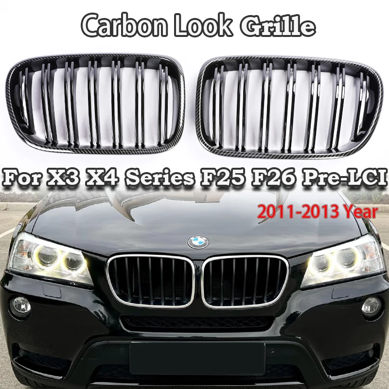 For X3 F25 X4 F26 Pre-LCI Double Slat Kidney Grille Gloss Black Matte Carbon Fiber Silver Frame M Tri Color Front Bumper Grill
For X3 F25 X4 F26 Pre-LCI Double Slat Kidney Grille Gloss Black Matte Carbon Fiber Silver Frame M Tri Color Front Bumper Grill