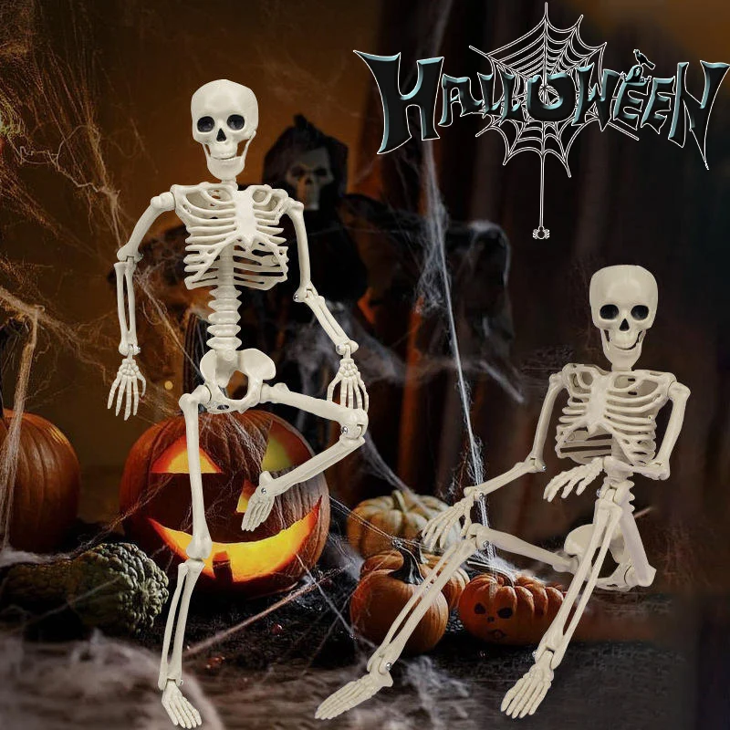 40cm Poseable Skeleton Prop Articulated Joints Hanging Skull Standing Halloween Decoration for Spooky Scary House Party Display
40cm Poseable Skeleton Prop Articulated Joints Hanging Skull Standing Halloween Decoration for Spooky Scary House Party Display