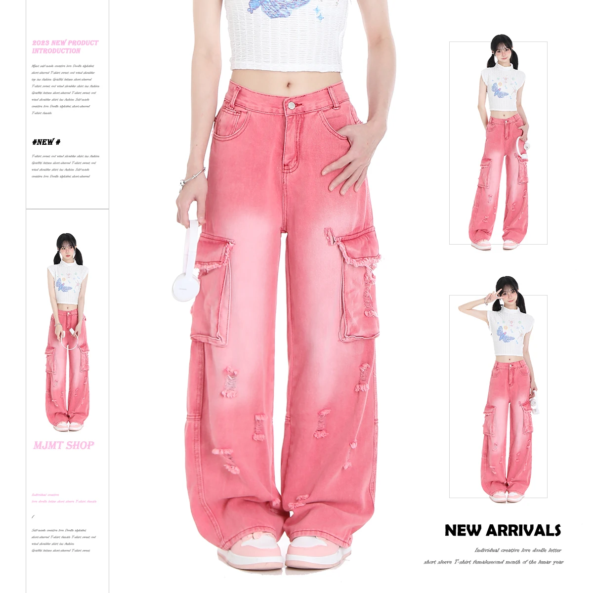 Women's Pink Jeans Korean Harajuku Y2k 90s Denim Trousers Oversize High Waist Cowboy Pants Vintage Fashion 2000s Trashy Clothes
Women's Pink Jeans Korean Harajuku Y2k 90s Denim Trousers Oversize High Waist Cowboy Pants Vintage Fashion 2000s Trashy Clothes