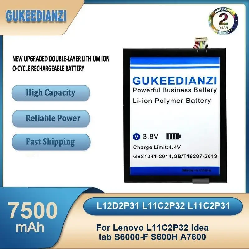 L12D2P31 L11C2P32 L11C2P31 7500mAh High Capacity Tablet Battery For Lenovo L11C2P32 Idea tab S6000-F S600H A7600
L12D2P31 L11C2P32 L11C2P31 7500mAh High Capacity Tablet Battery For Lenovo L11C2P32 Idea tab S6000-F S600H A7600