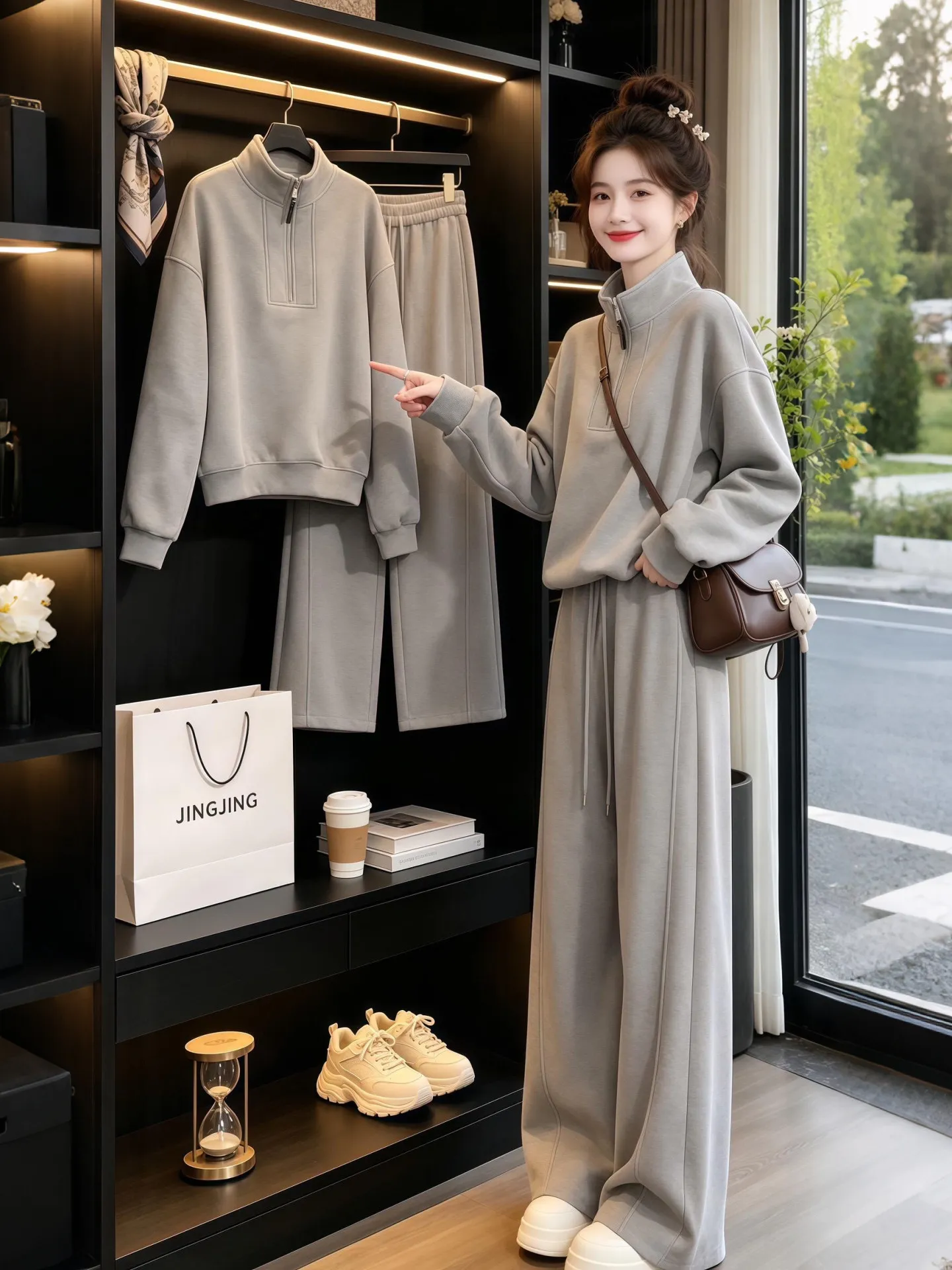 Spring Commute Style Women's Two-Piece Set Korean Wide Leg Pants Sweatshirt Slimming Casual Fashionable Commute Wind
Spring Commute Style Women's Two-Piece Set Korean Wide Leg Pants Sweatshirt Slimming Casual Fashionable Commute Wind