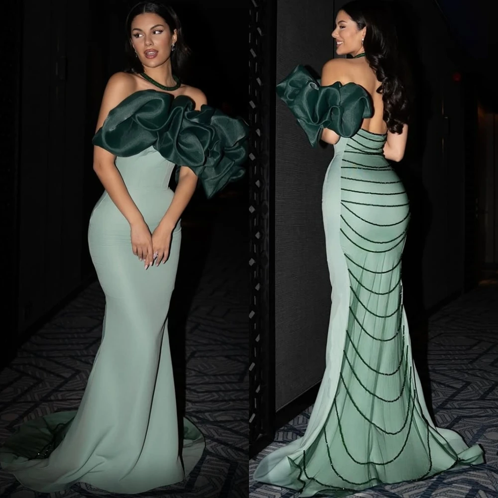 Изысканное вечернее платье с вырезом лодочкой по индивидуальному заказу, нежное платье русалки из джерси для выпускного вечера, вечерние платья с скользящим шлейфом для особых случаев
Изысканное вечернее платье с вырезом лодочкой по индивидуальному заказу, нежное платье русалки из джерси для выпускного вечера, вечерние платья с скользящим шлейфом для особых случаев