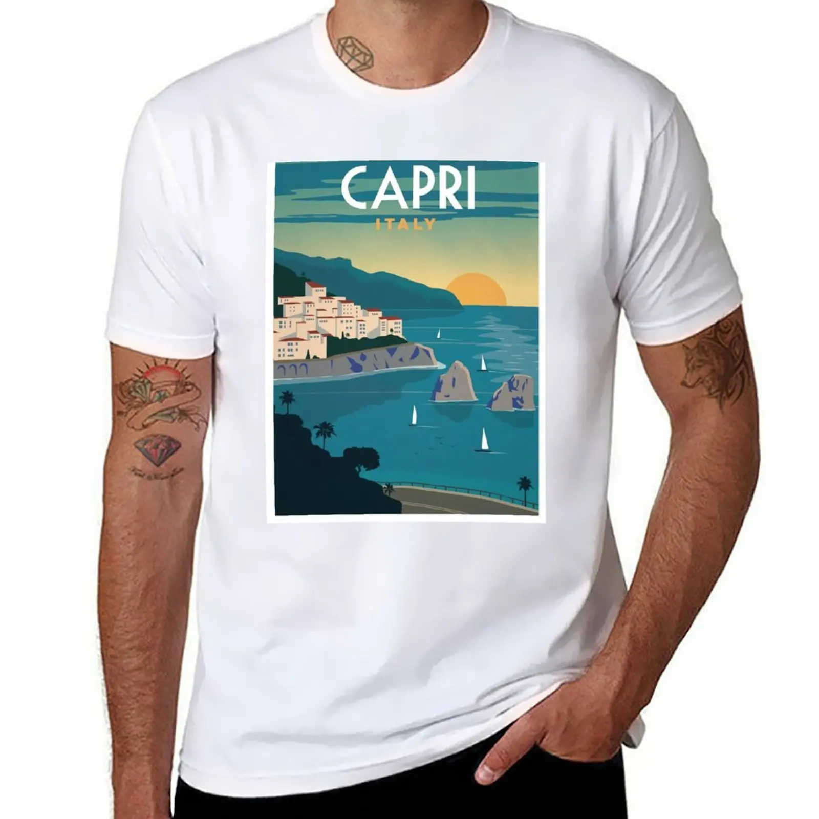 CAPRI ITALY: Vintage Resort Travel Advertising Print T-Shirt t shirts for man slim fit man t shirt graphic T-Shirt
CAPRI ITALY: Vintage Resort Travel Advertising Print T-Shirt t shirts for man slim fit man t shirt graphic T-Shirt