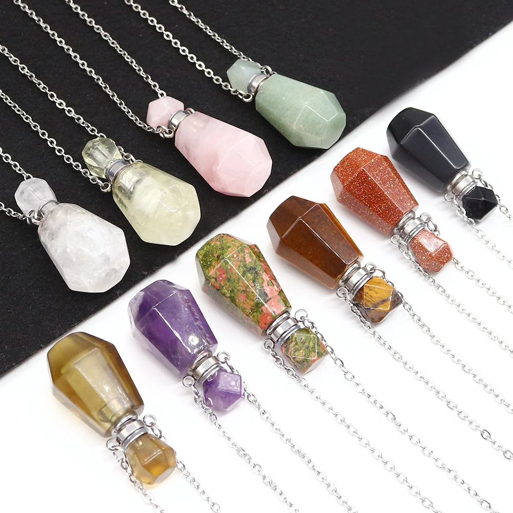 Creative Natural Stone Perfume Bottle Necklace Amethysts Quartz Agate Pendants for DIY Necklace Gifts Jewelry Making Accessories
Creative Natural Stone Perfume Bottle Necklace Amethysts Quartz Agate Pendants for DIY Necklace Gifts Jewelry Making Accessories