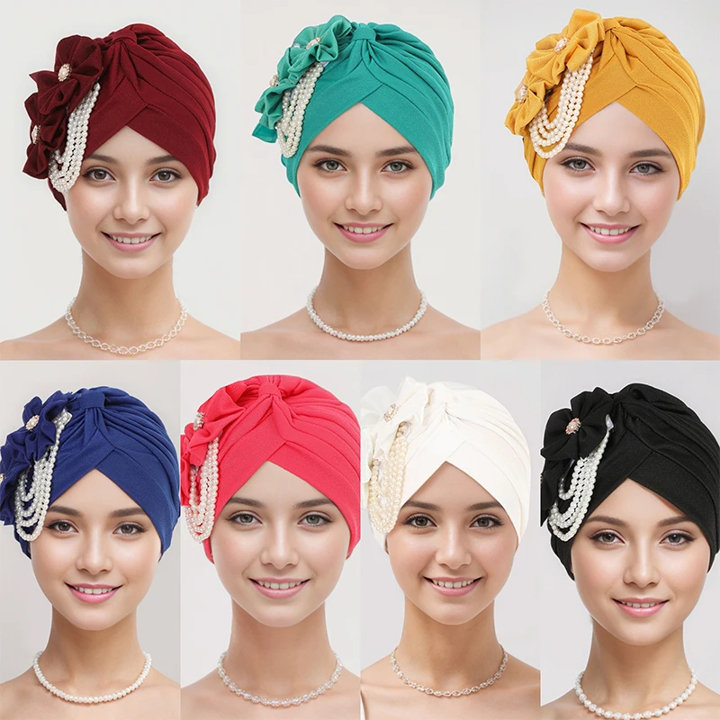 Pearls Beading Turban Cap For Women Flower Design Female Head Wraps Muslim Head Scarf Bonnet Hair Loss Hat Cover
Pearls Beading Turban Cap For Women Flower Design Female Head Wraps Muslim Head Scarf Bonnet Hair Loss Hat Cover