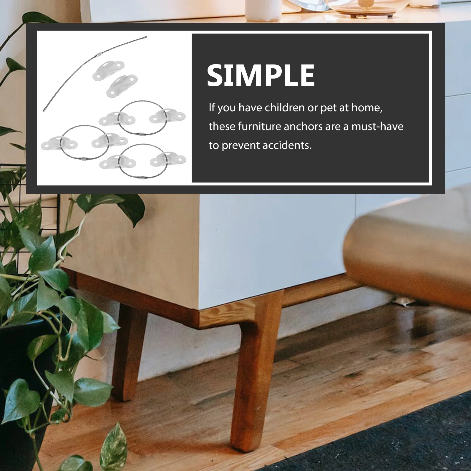 4 Pcs Safety Furniture Anchors Anti Tip Wall Straps Baby Proofing Setup for Heavy Furniture
4 Pcs Safety Furniture Anchors Anti Tip Wall Straps Baby Proofing Setup for Heavy Furniture