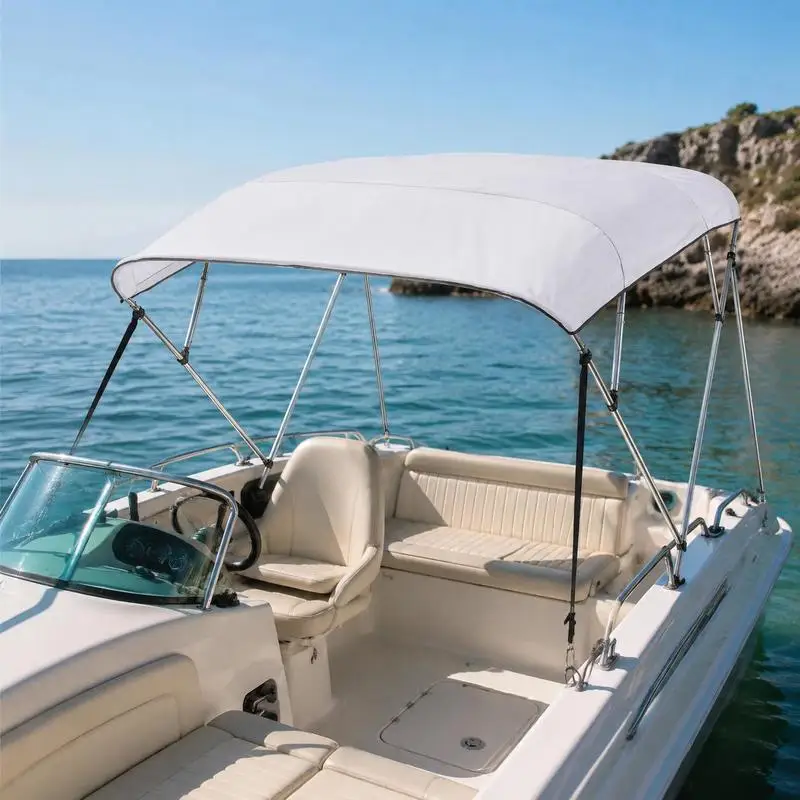 Bimini Top Boat Cover, 4 Bow Aluminum Frame, 600D Polyester Waterproof UV Protection Sunshade Canopy with Storage Bag, Width 201-213 Cm, Light Gray
Bimini Top Boat Cover, 4 Bow Aluminum Frame, 600D Polyester Waterproof UV Protection Sunshade Canopy with Storage Bag, Width 201-213 Cm, Light Gray