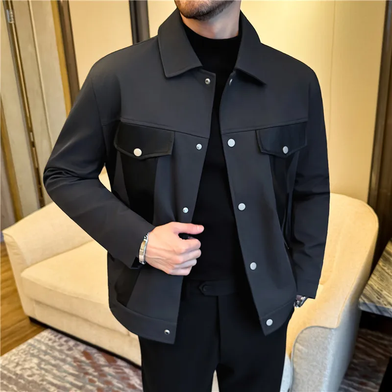2026 Spring PU Leather Splicing Jacket for Men Fashion Collar Casual Business Jacket Single Breasted Social Banquet Coat
2026 Spring PU Leather Splicing Jacket for Men Fashion Collar Casual Business Jacket Single Breasted Social Banquet Coat