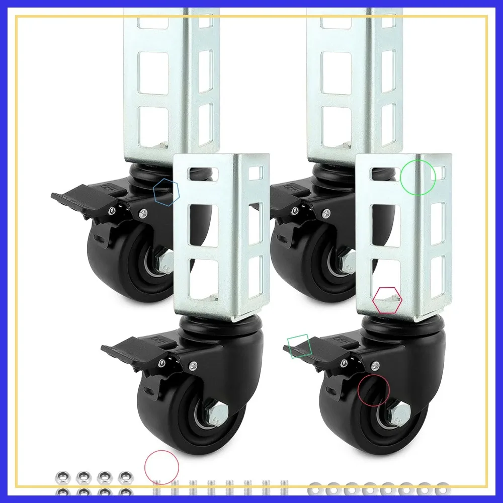 3" PU Caster Wheels for 2"x2" Boltless Shelving – 4 Pack, 1500 lbs Load, Heavy Duty Mobility Set
3" PU Caster Wheels for 2"x2" Boltless Shelving – 4 Pack, 1500 lbs Load, Heavy Duty Mobility Set