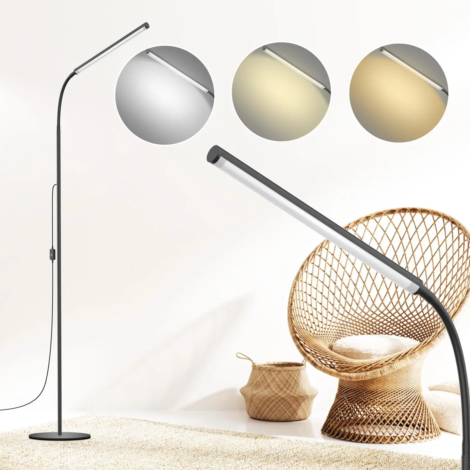 15W Touch Control Adjustable Brightness LED Floor Lamp with 360° Gooseneck for Living Room, Bedroom & Office
15W Touch Control Adjustable Brightness LED Floor Lamp with 360° Gooseneck for Living Room, Bedroom & Office