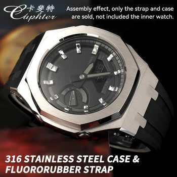 Casioak MOD 키트 금속 시계 케이스, 스테인레스 스틸 베젤 고무 스트랩 시계 밴드, G-SHOCK GM-2100 GA2100 2110 GA-B2100