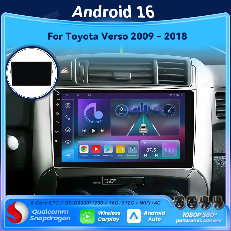 Android 16 Carplay Auto For Toyota Verso EZ 2006 - 2018 Car Radio GPS Navigation DSP Head Unit BT Video Player Qualcomm Stereo
Android 16 Carplay Auto For Toyota Verso EZ 2006 - 2018 Car Radio GPS Navigation DSP Head Unit BT Video Player Qualcomm Stereo