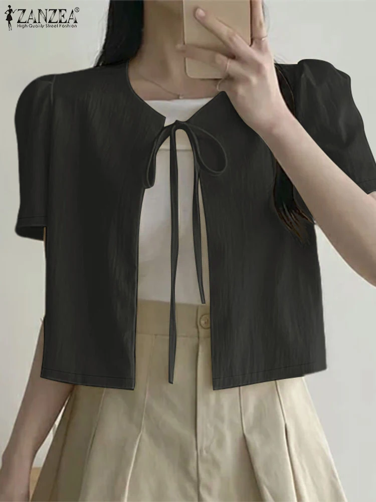 ZANZEA Korean Fashion Casual Short Tops Tie-Front 2025 Summer Commute Solid Color Shirt O-Neck Short Sleeve Womens Cardigan Tops
ZANZEA Korean Fashion Casual Short Tops Tie-Front 2025 Summer Commute Solid Color Shirt O-Neck Short Sleeve Womens Cardigan Tops