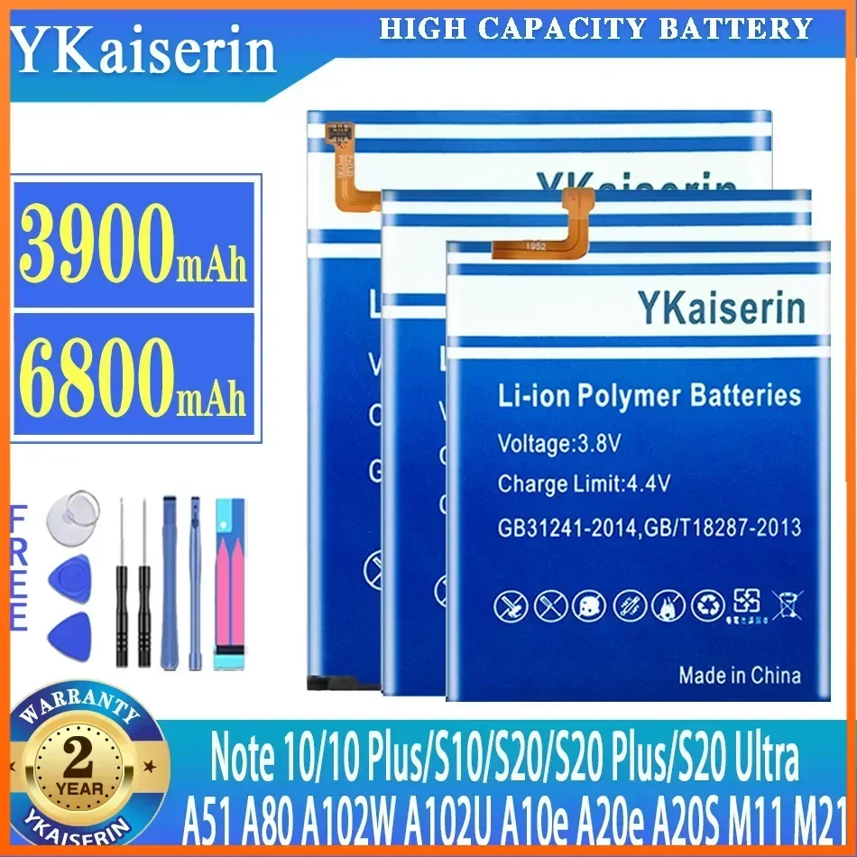 YKaiserin for Samsung Galaxy S10 S20 S20+ S20 Ultra A51 A80 A102W A102U A202F A20e A10e Note 10/10+ A20S M11 M3070 M21 Battery
YKaiserin for Samsung Galaxy S10 S20 S20+ S20 Ultra A51 A80 A102W A102U A202F A20e A10e Note 10/10+ A20S M11 M3070 M21 Battery