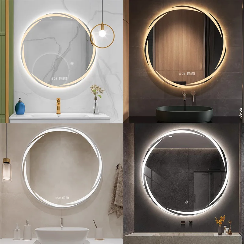 Bathroom mirror defogging bluetooth wall-mounted full-length mirror round modern bathroom mirror with light 
Bathroom mirror defogging bluetooth wall-mounted full-length mirror round modern bathroom mirror with light