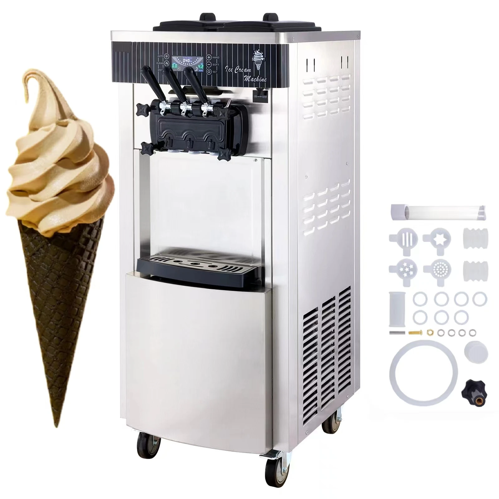 WeWork YKF-8228 Soft Ice Cream Machine 2200W Soft Serve Ice Cream Machine Standing Model with LED Display Auto Clean
WeWork YKF-8228 Soft Ice Cream Machine 2200W Soft Serve Ice Cream Machine Standing Model with LED Display Auto Clean