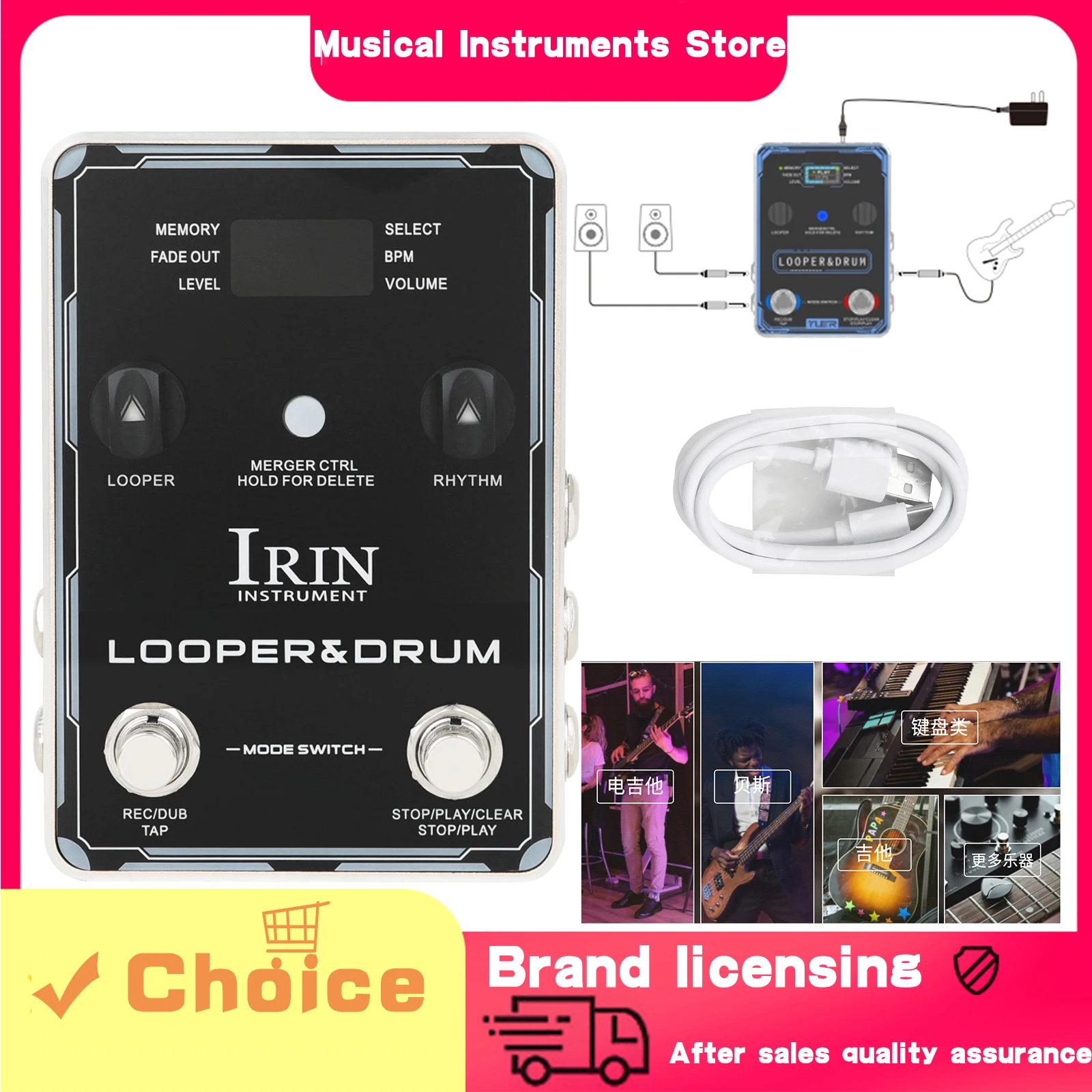 IRIN Guitar Effect Drum Machine Phrase Loop Monoblock Effects Pedal 40 Storage 100 Drum Rhythms 10 Metronomes Guitar Bass Parts
IRIN Guitar Effect Drum Machine Phrase Loop Monoblock Effects Pedal 40 Storage 100 Drum Rhythms 10 Metronomes Guitar Bass Parts