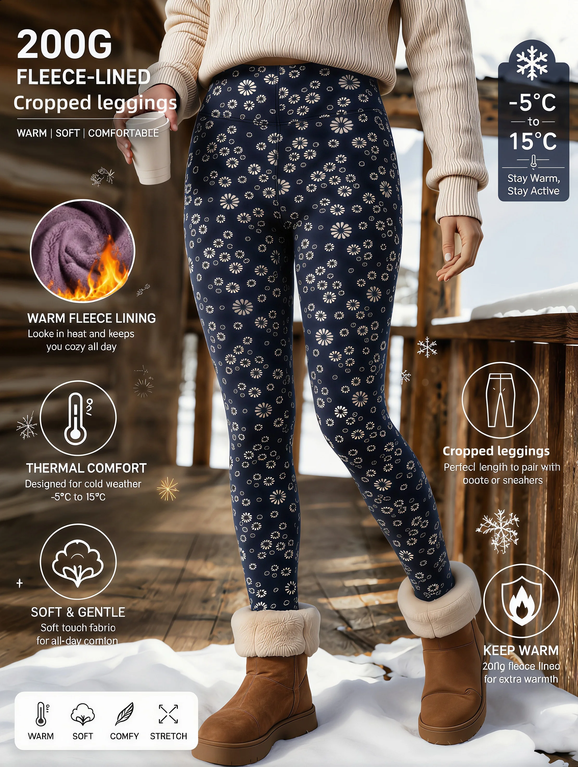 Women's Fleece Lined Breathable Small Floral Pattern Leggings High Waist V Waist Stretchy Knit Vintage Elegant Sporty Pants
Women's Fleece Lined Breathable Small Floral Pattern Leggings High Waist V Waist Stretchy Knit Vintage Elegant Sporty Pants