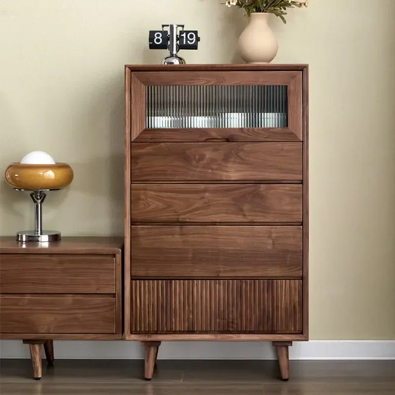 North American black walnut glass living room TV side cabinet light luxury bedroom storage locker
North American black walnut glass living room TV side cabinet light luxury bedroom storage locker