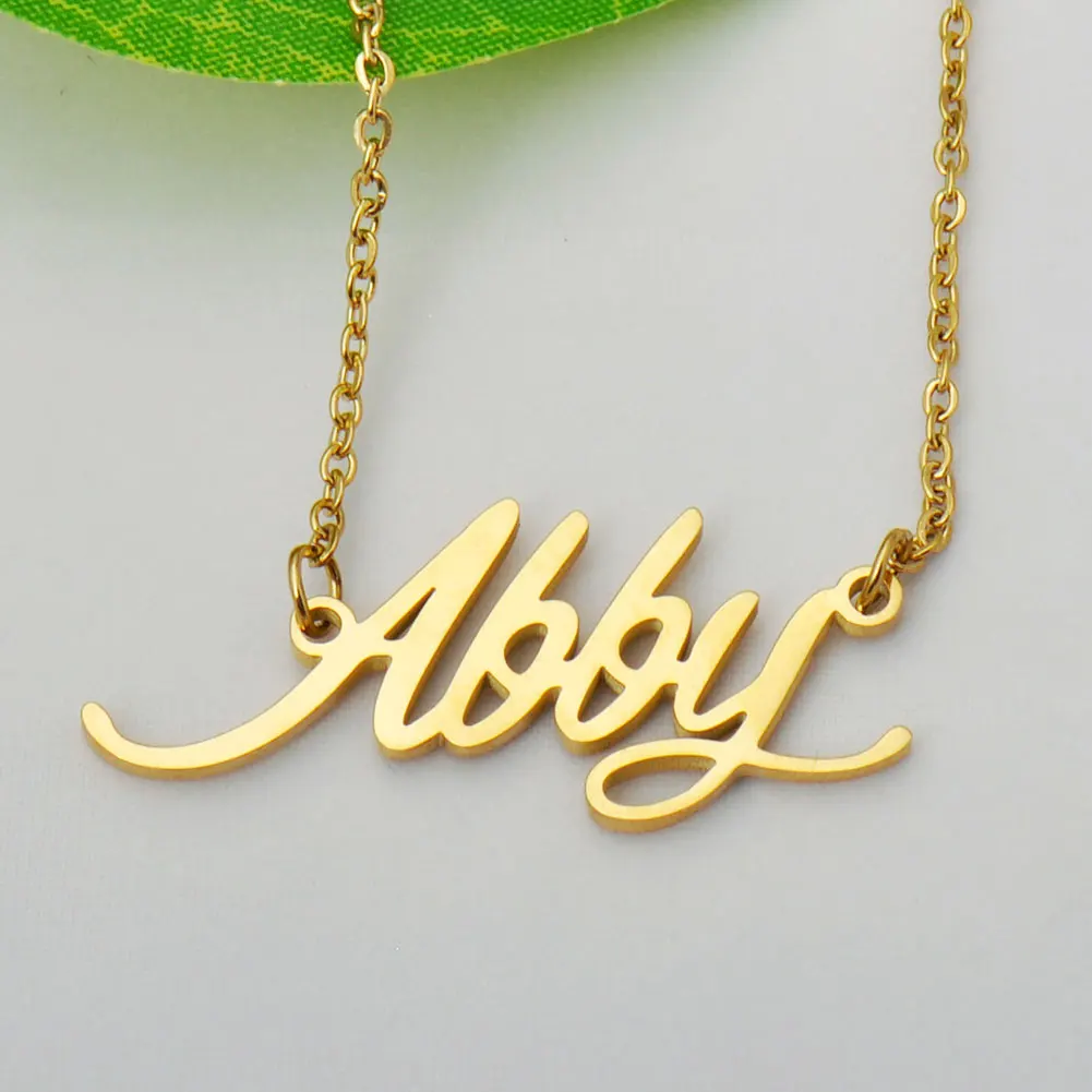 Abby Gold Plated Stainless Steel Cursive Name Necklace for Women Personalized Choker Jewelry Gift
Abby Gold Plated Stainless Steel Cursive Name Necklace for Women Personalized Choker Jewelry Gift