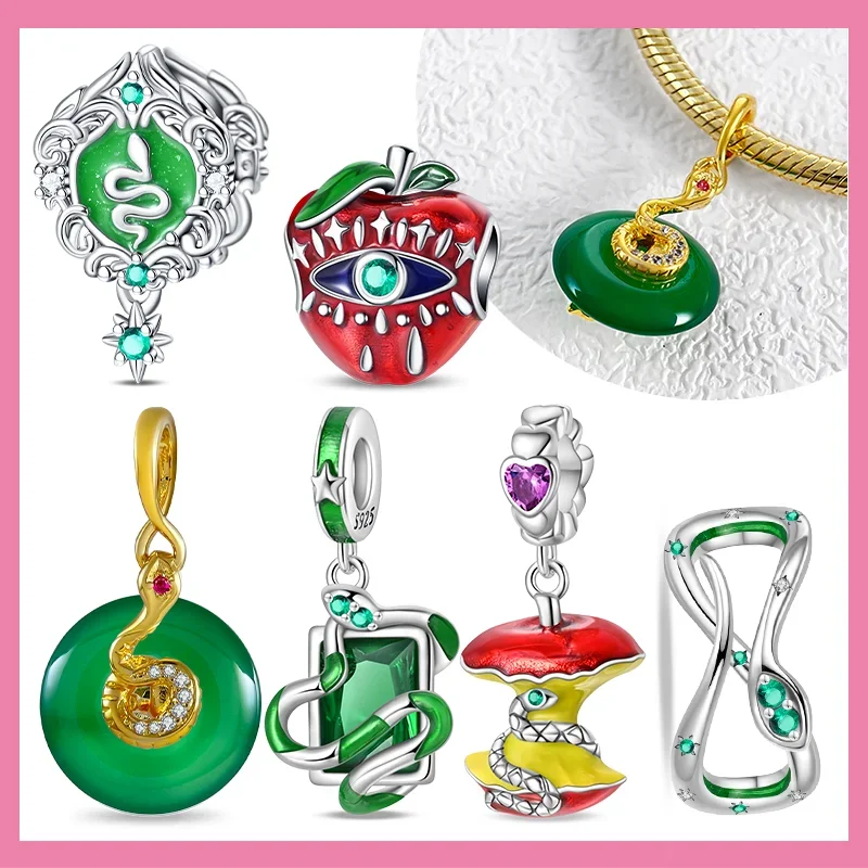 Real S925 Silver Red Apple Green Spirit Snake Green Zircon Beads Charms Fit Original Bracelets DIY Jewelry for Women Fine Gifts
Real S925 Silver Red Apple Green Spirit Snake Green Zircon Beads Charms Fit Original Bracelets DIY Jewelry for Women Fine Gifts