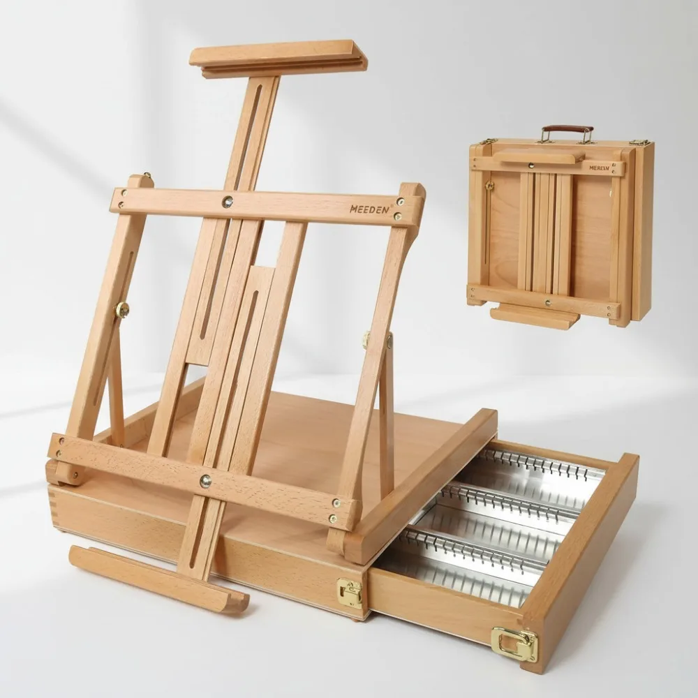Adjustable Beech Wood Tabletop Easel with Storage Drawer - Holds 34" Canvas for Studio & Outdoor Artists
Adjustable Beech Wood Tabletop Easel with Storage Drawer - Holds 34" Canvas for Studio & Outdoor Artists