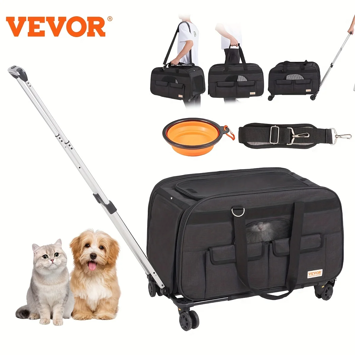 VEVOR Small Dog Cat Carrier With Wheels For Upto 35lbs, Rolling Pet Carrier With Detachable Rod Platform And Upgraded Wheels, Fo
VEVOR Small Dog Cat Carrier With Wheels For Upto 35lbs, Rolling Pet Carrier With Detachable Rod Platform And Upgraded Wheels, Fo
