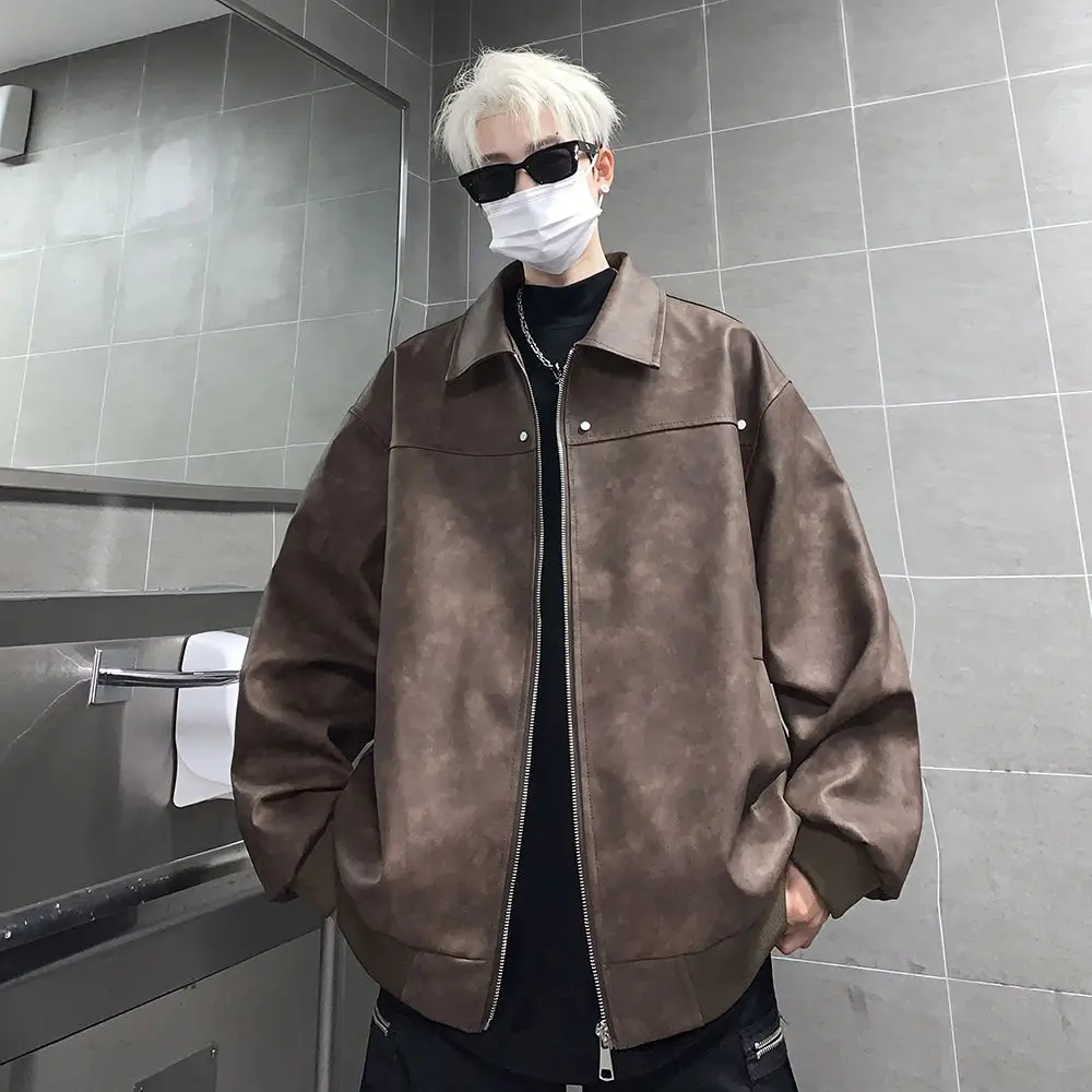 High Street Leather Jacket Men Spring Autumn PU Leather Windbreaker Motorcycle Jackets coat Korean Fashion Loose Men Clothing
High Street Leather Jacket Men Spring Autumn PU Leather Windbreaker Motorcycle Jackets coat Korean Fashion Loose Men Clothing