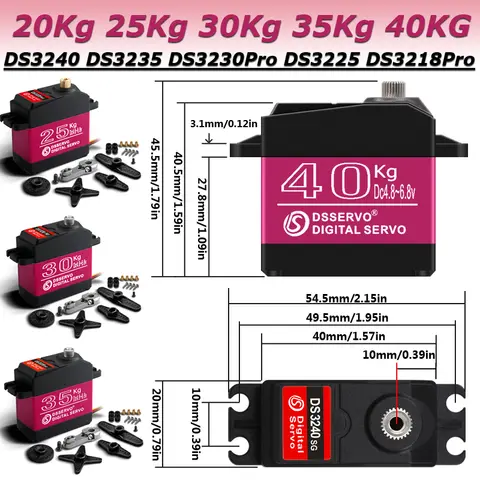 20Kg 25Kg 30Kg 35Kg 40KG PRO Servo Digital 180 ° /270 °   Servomotor de Metal para 1/8 1/10 1/12 RC Baja Crawler Car RC brazo robótico DIY