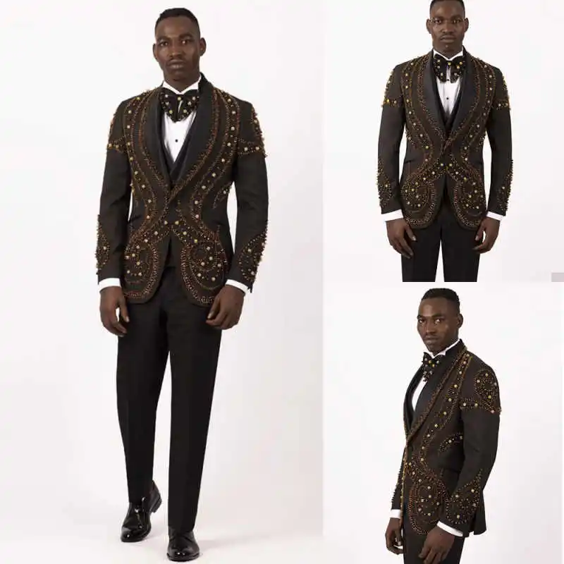 Luxurious Beadeds Men Suits Single Breasted Shawl Lapel Pants Sets 2 Pieces Wedding Groom Party Tuxedos Customized
Luxurious Beadeds Men Suits Single Breasted Shawl Lapel Pants Sets 2 Pieces Wedding Groom Party Tuxedos Customized