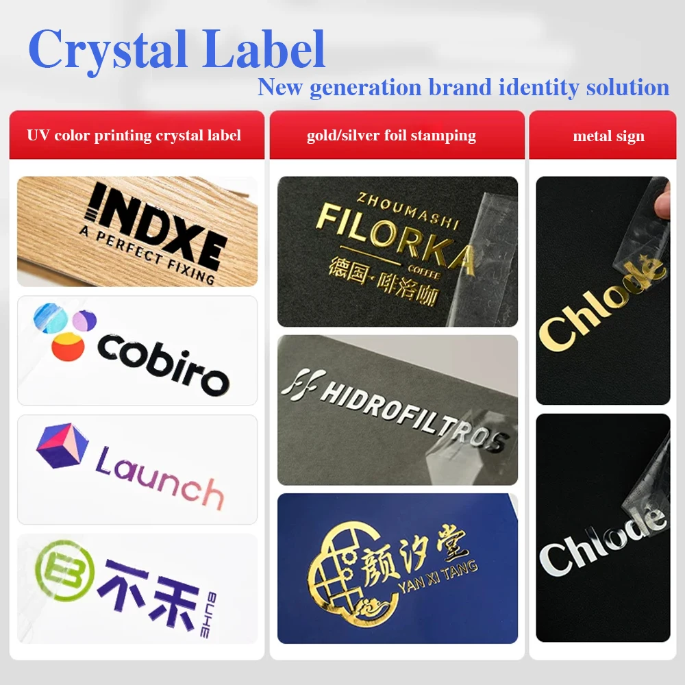 Customized Hot Stamping Crystal Label UV Transfer Printing Metal Label Waterproof High Temperature Resistant Trademark for Busin
Customized Hot Stamping Crystal Label UV Transfer Printing Metal Label Waterproof High Temperature Resistant Trademark for Busin
