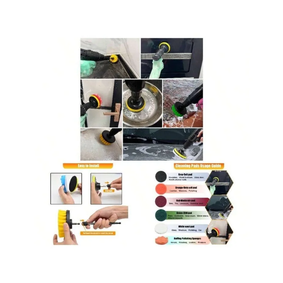 【New style】30Pcs Drill Brush Attachment Set, Drill Scrubber Brush Kit Include Scrub Pads, Sponge, Extend Attachment, Drill Clea
【New style】30Pcs Drill Brush Attachment Set, Drill Scrubber Brush Kit Include Scrub Pads, Sponge, Extend Attachment, Drill Clea