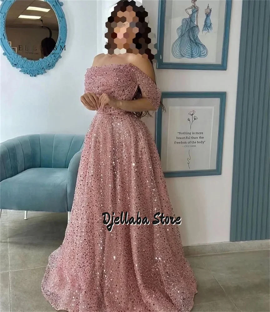 Pink Sequins Lace A-line Prom Dresses 2025 Luxury Off-shoulder Bead Evening Dresses Special Occasions Party Dress Customized
Pink Sequins Lace A-line Prom Dresses 2025 Luxury Off-shoulder Bead Evening Dresses Special Occasions Party Dress Customized