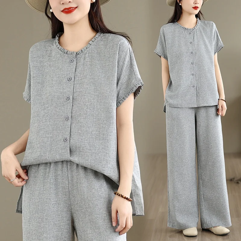 Korean Style Women's Summer Cotton Linen Set Casual Minimalist Top Pants Two-Piece Suit Commute Artistic Regular Fit Long Sle...
Korean Style Women's Summer Cotton Linen Set Casual Minimalist Top Pants Two-Piece Suit Commute Artistic Regular Fit Long Sle...