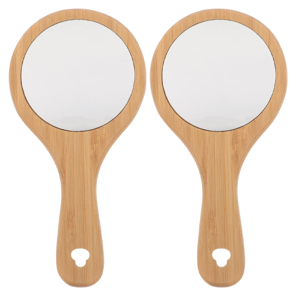 2Pcs Handheld Vanity Mirror Wooden Compact Handle Beauty Makeup Portable Haircut Bathroom Decorative Round Design
2Pcs Handheld Vanity Mirror Wooden Compact Handle Beauty Makeup Portable Haircut Bathroom Decorative Round Design