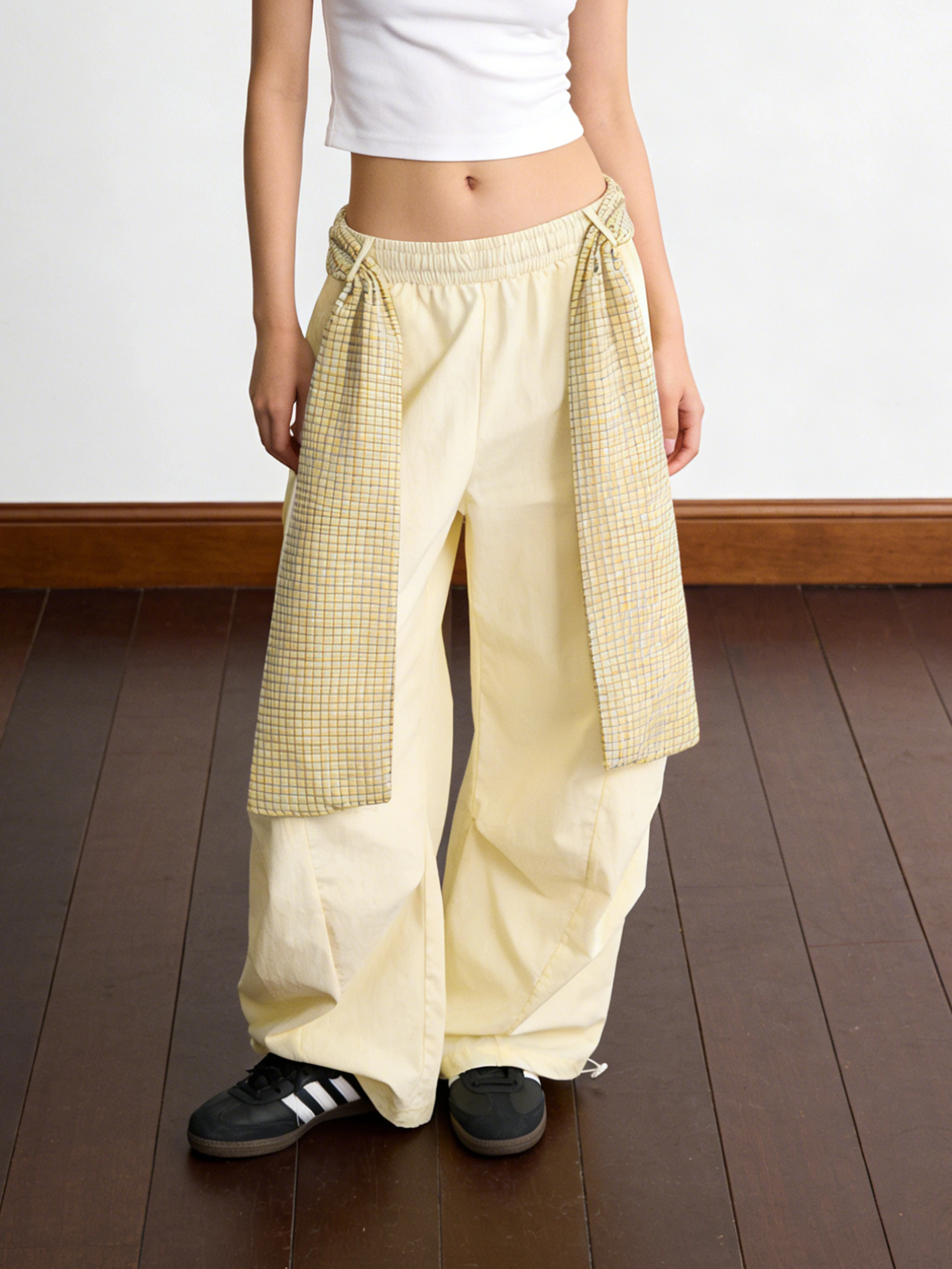 Retro American Plaid Sash Wide Leg Pants Women Loose Trousers Casual Lazy Workwear Lantern Pants Cotton Blend Fabric
Retro American Plaid Sash Wide Leg Pants Women Loose Trousers Casual Lazy Workwear Lantern Pants Cotton Blend Fabric