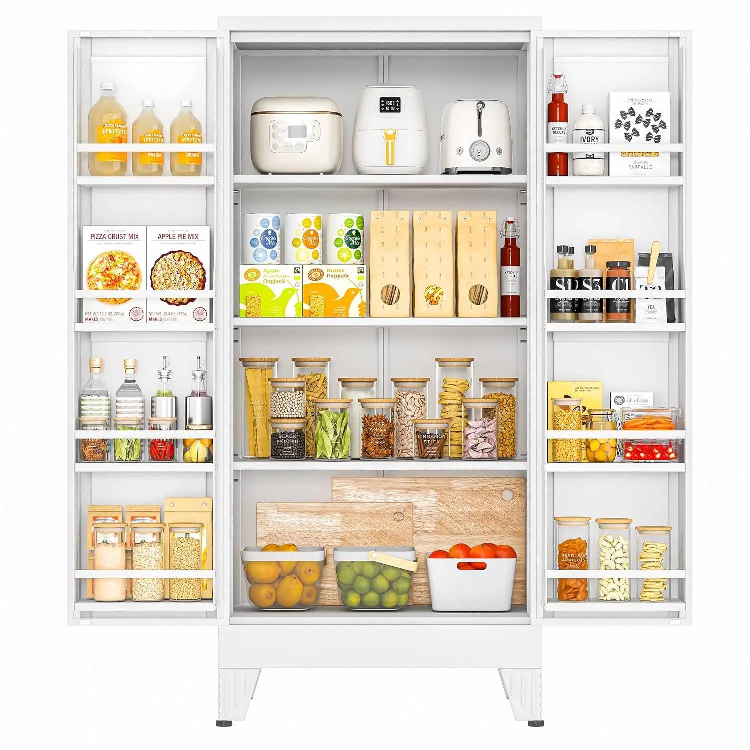 47" Kitchen Pantry Cabinet, Metal Storage Cabinet with 3 Adjustable Layer Shelves, 8 Door Shelves, Buffet Sideboard, Customized
47" Kitchen Pantry Cabinet, Metal Storage Cabinet with 3 Adjustable Layer Shelves, 8 Door Shelves, Buffet Sideboard, Customized