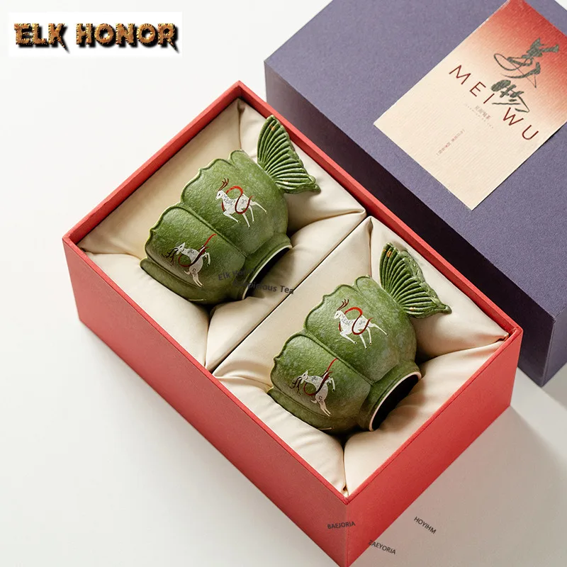 2pc/set Green Orange Fairy Deer Teacup Butterfly Handle Tea Bowl Tea-tasting Personal Cup Chazhan Coffee Mug Master Cups 90ml
2pc/set Green Orange Fairy Deer Teacup Butterfly Handle Tea Bowl Tea-tasting Personal Cup Chazhan Coffee Mug Master Cups 90ml