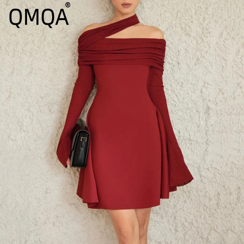 QMQA Fashion Women's Elegant Off-shoulder Dress Long Sleeve High Waist Slimming Solid Mini Dresses 2025 Spring New Clothing QM58
QMQA Fashion Women's Elegant Off-shoulder Dress Long Sleeve High Waist Slimming Solid Mini Dresses 2025 Spring New Clothing QM58