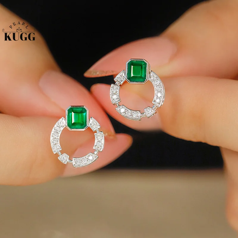 KUGG 18K White Gold Earrings Fashion Design Natural Emerald Gemstone Stud Earrings for Women Wedding High Diamond Jewelry
KUGG 18K White Gold Earrings Fashion Design Natural Emerald Gemstone Stud Earrings for Women Wedding High Diamond Jewelry