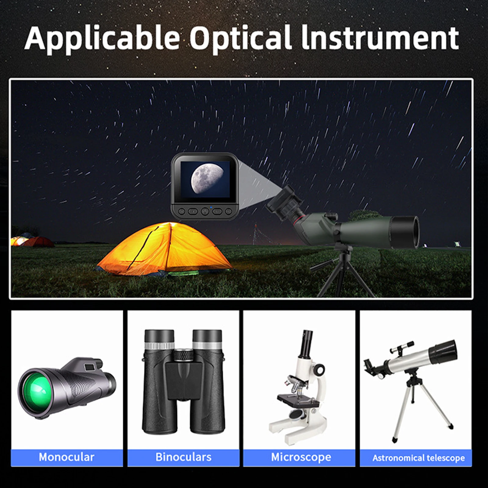 64MP 4K HD 2.4G WIFI Electronic Eyepiece Digital Camera with Flip Screen Lightweight for Astronomical Binoculars Microscope
64MP 4K HD 2.4G WIFI Electronic Eyepiece Digital Camera with Flip Screen Lightweight for Astronomical Binoculars Microscope