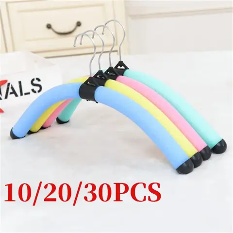 10/20/30pcs Adjustable Foam Sponge Hanger,Wholesale Colorful Adult Non-Slip Hangers for Sweater,Bendable Flexible Organizer Rack