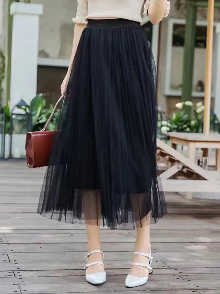 Elegant Women Tulle Skirt Korean Fashion Mesh White A Line Ladies Pleated Skirt Summer Chic High Waist Black Party Faldas
Elegant Women Tulle Skirt Korean Fashion Mesh White A Line Ladies Pleated Skirt Summer Chic High Waist Black Party Faldas