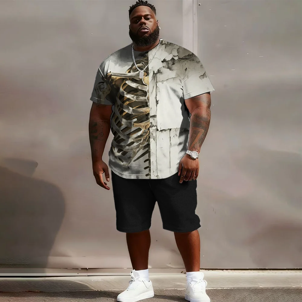 S-9xl plus size Men's Short Sleeve Set: Skull-Chic Vibe - 2-Piece Big & Tall Fit, Soft Fabric, Sleek Minimalist Skulls,
S-9xl plus size Men's Short Sleeve Set: Skull-Chic Vibe - 2-Piece Big & Tall Fit, Soft Fabric, Sleek Minimalist Skulls,